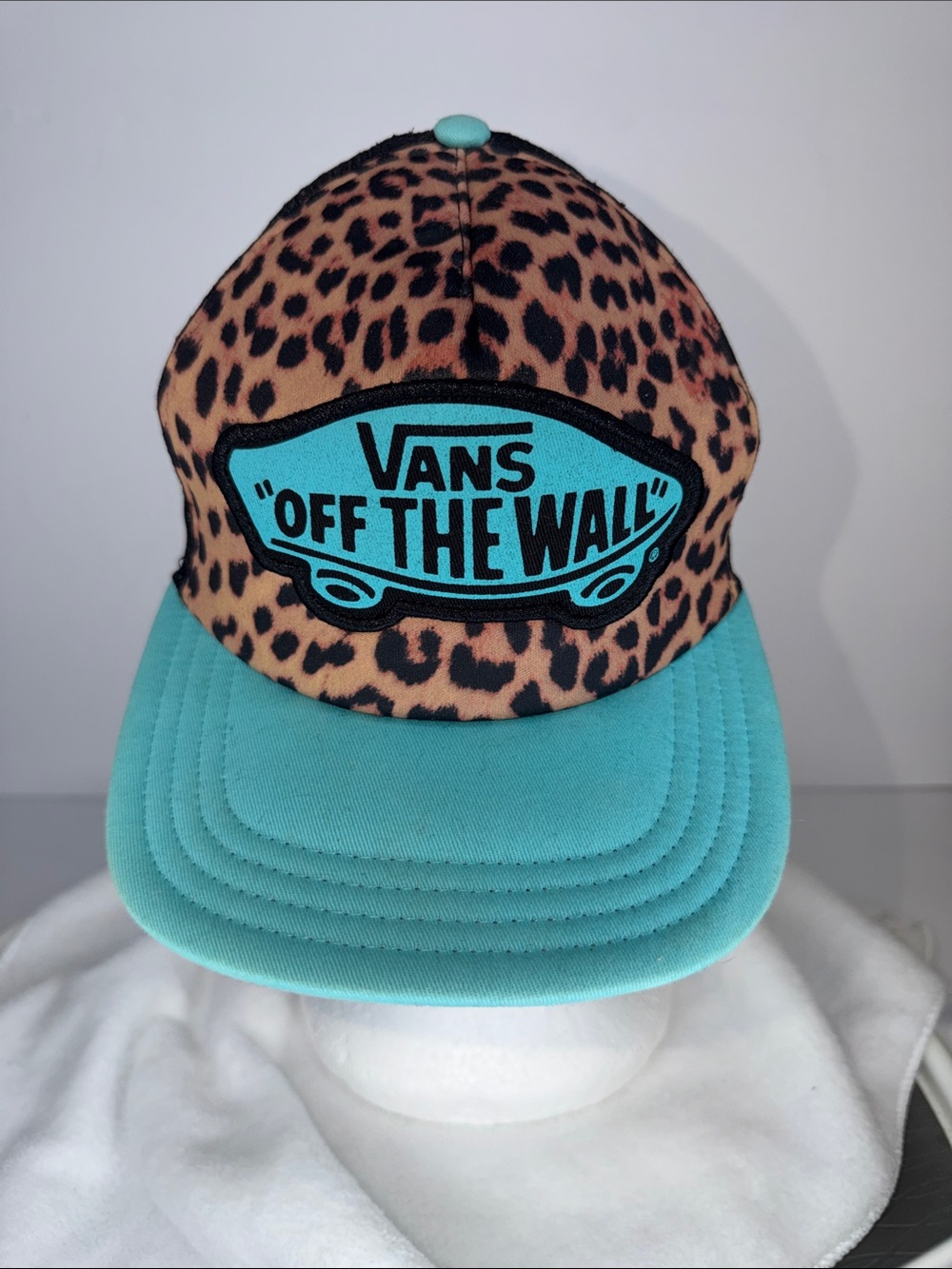 Vans Kids Leopard Print Cap with Teal Brim